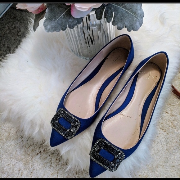 Cobalt Blue crystal embellished Flats - Picture 1 of 5